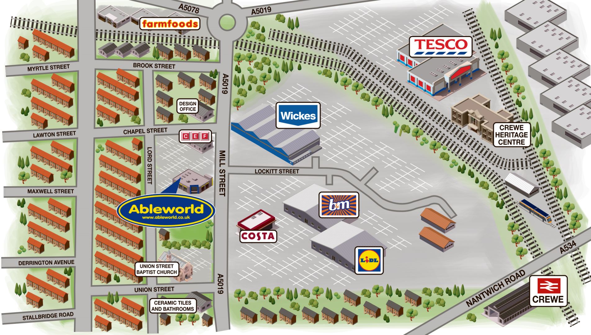 Ableworld Crewe map